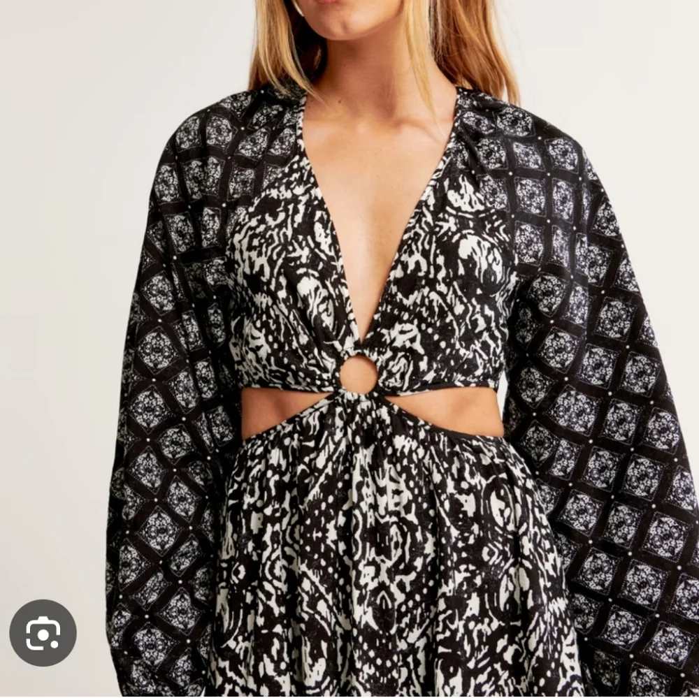Abercrombie And Fitch Black and White Cutout Tie Back Maxi Medium Dress Long - Picture 6 of 13